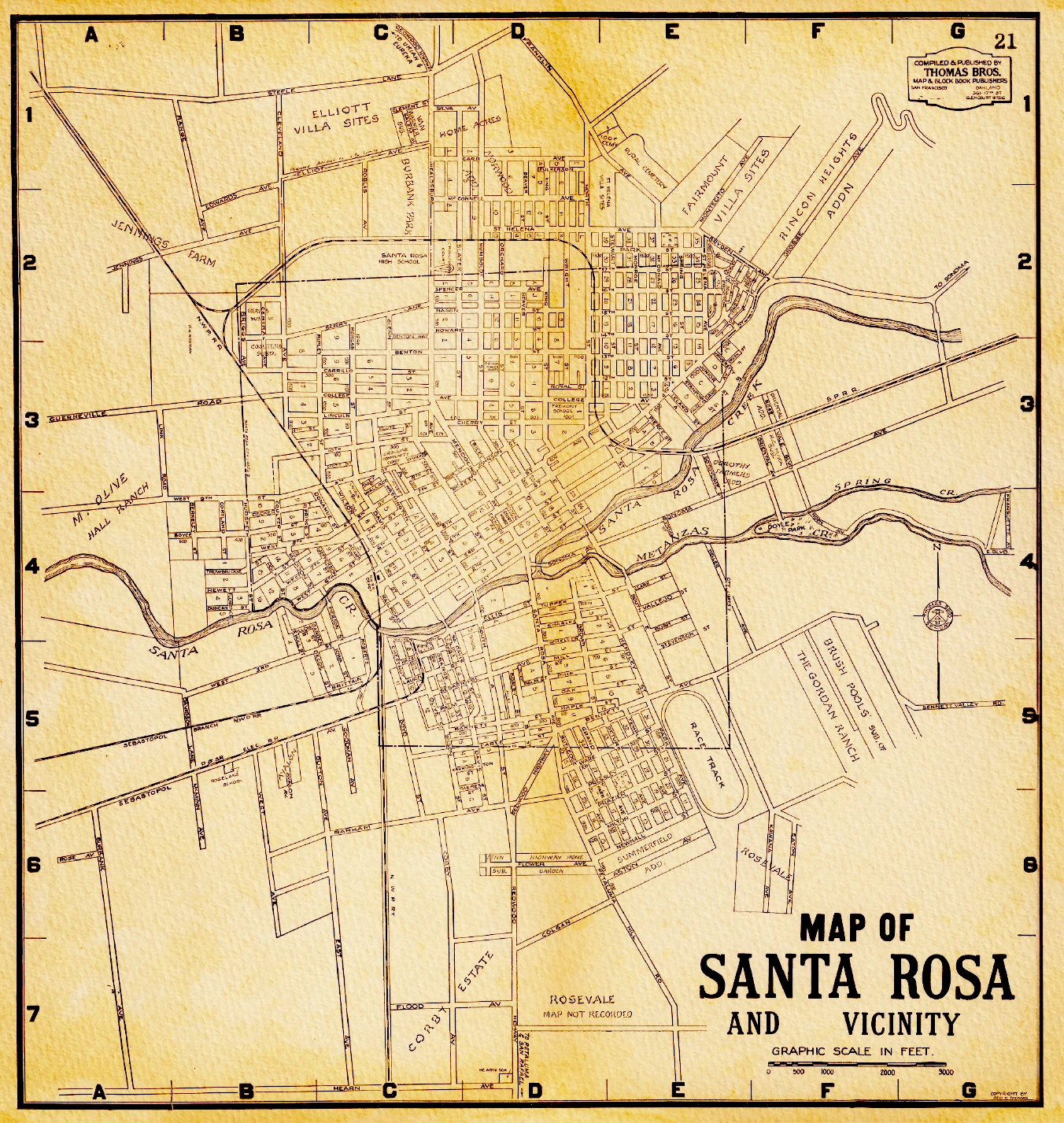 Old map of santa rosa, vintage map of santa rosa